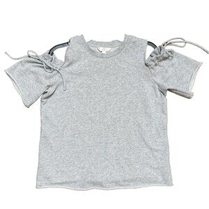 *LC Lauren Conrad Womens Gray Cold Shoulder Pullover Top Knit Sweatshirt Size M